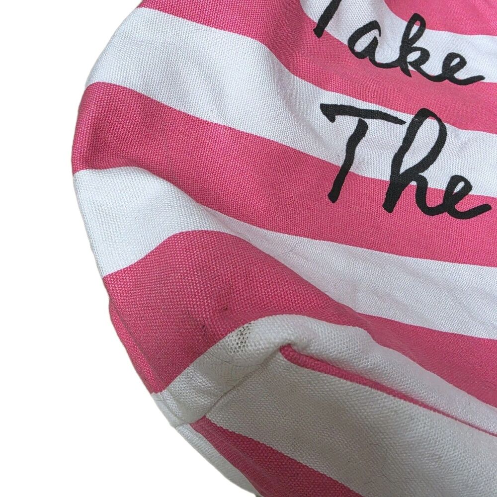 NEW Victorias Secret Striped Huge Pink And White Canvas Tote Bag Shopping Beach - Picture 6 of 10